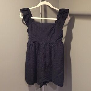 American Eagle Sleeveless Ruffle Romper With Pockets, Women's Size S, Black